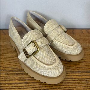 Dolce Vita Ericka Raffia Chunky Shoes Loafers Womens Size 7 Tan Office Casual